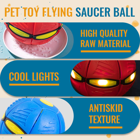 Owowpet Pet Toy Flying Saucer Ball - Durable, Non-toxic Material, Flashing Light, Versatile Design, Anti-slip Texture