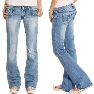 Women’s 70s Stretch hip Hugger Vintage Basic Regular Fit Boot Cut Jeans ...