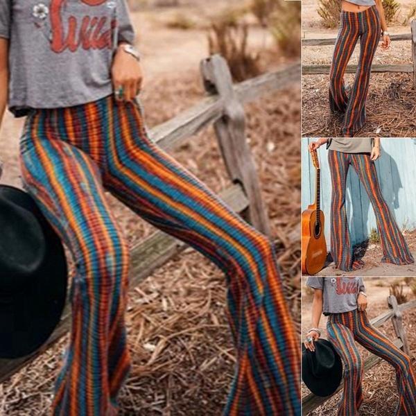 Rainbow Striped Bell-bottom Pants – Pure Fit Story