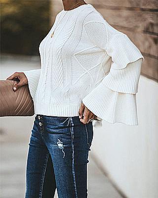 Twisted Trumpet Sleeve Sweater – Pure Fit Story