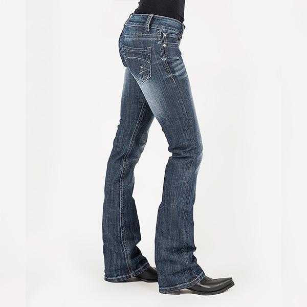 Women’s Blue Arrow Washed Bootcut Riding Jeans – Pure Fit Story
