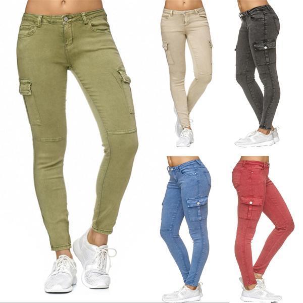 Trendy Hip Hugger Slim Fit Cargo Jeans – Pure Fit Story