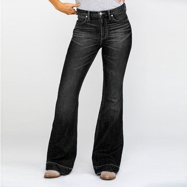 High Rise Classic Washed Stretch Bell-bottom Jeans – Pure Fit Story