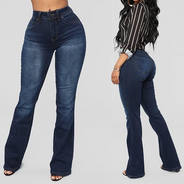 70s Stretch High Waist Casual Boot-cut Jeans – Pure Fit Story