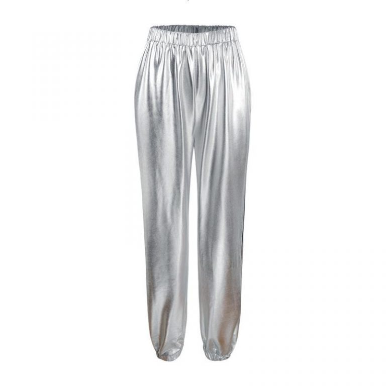 Side Webbing Silver Metallic Luster Pants – Pure Fit Story