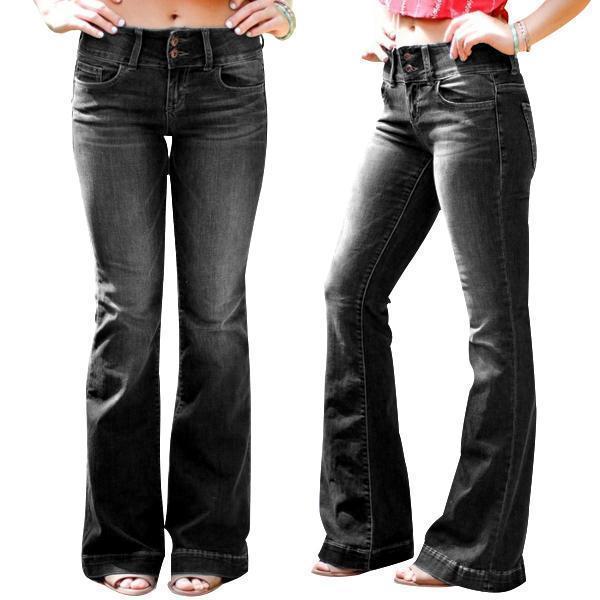 Mid Waist Double Button Bell-bottom Jeans – Pure Fit Story