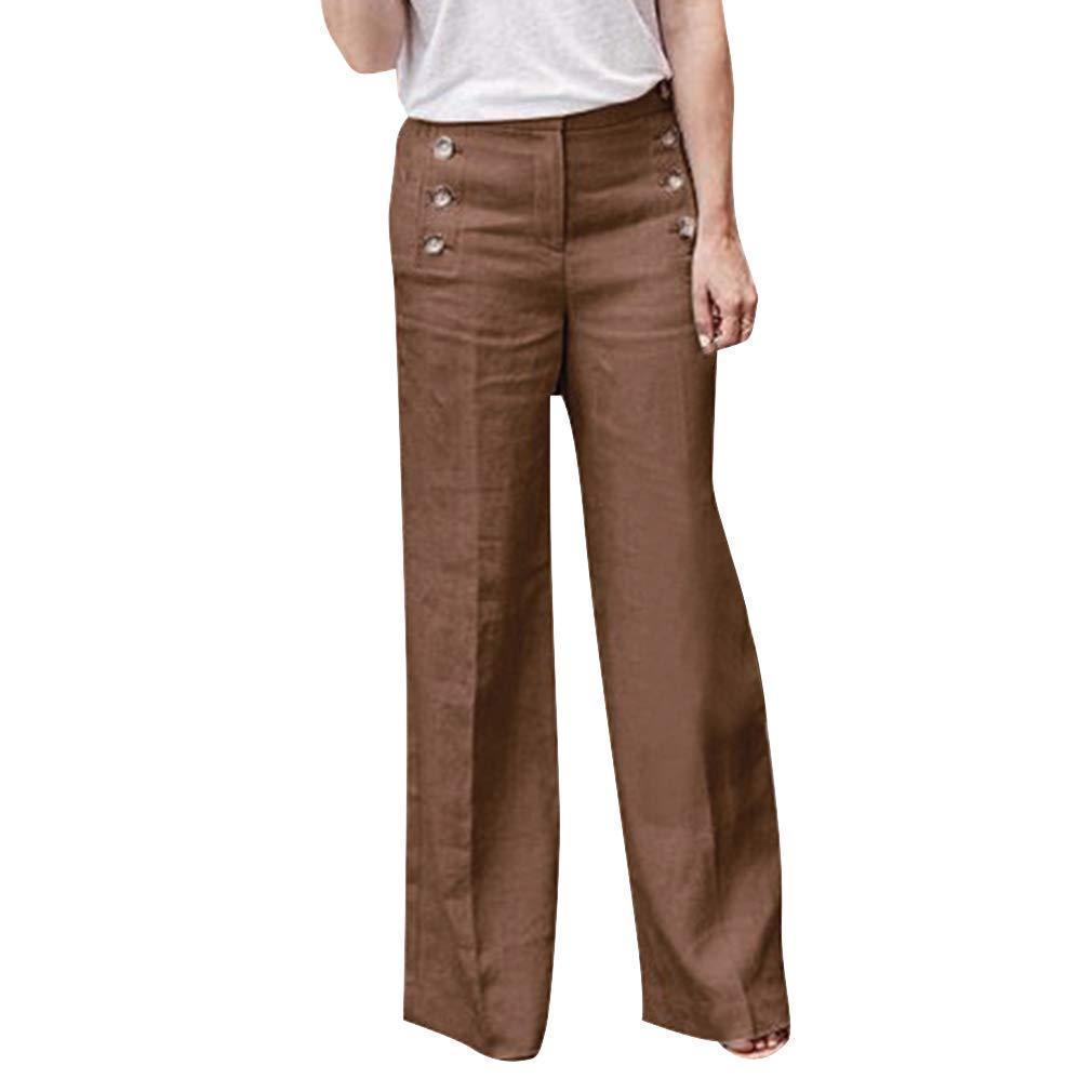 Cotton Linen Solid Color Casual Button Wide Leg Pants – Pure Fit Story