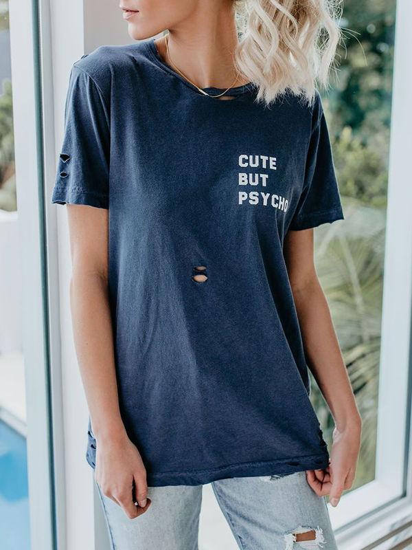 Cute But Psycho Shredded Graphic T-shirts – Pure Fit Story