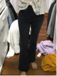 Washed High Waist Button Boot-cut Jeans photo review