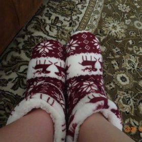 Mixed Print Fluffy Indoor Boots photo review