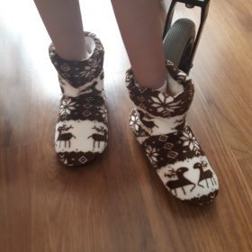Mixed Print Fluffy Indoor Boots photo review